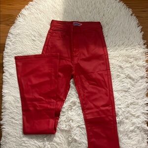 Edikted Luna Faux Leather Flare Jeans